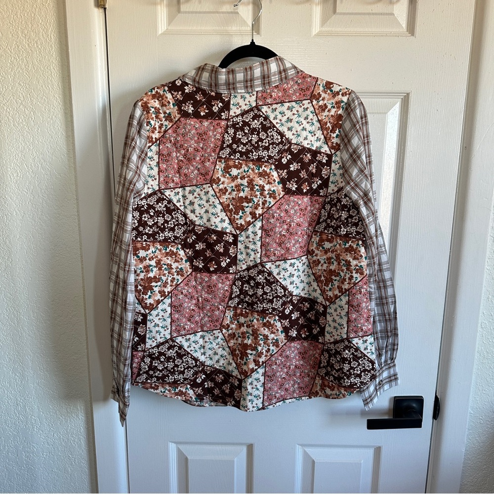 Women's Patchwork Button-Up Shirt - image 4
